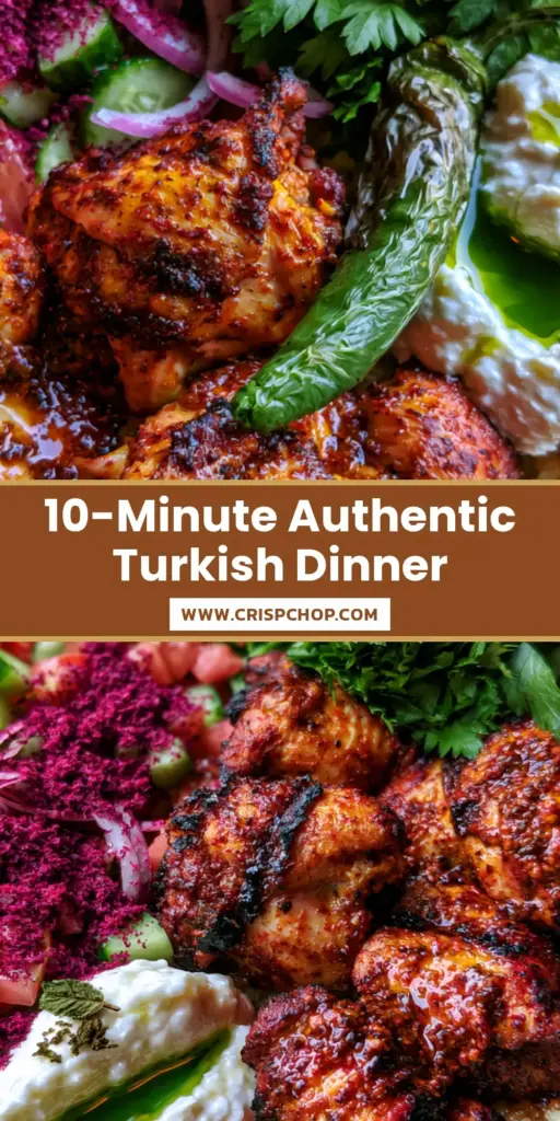 A vibrant Turkish Shish Kebab platter with charred chicken, buttery bulgur, and a sumac-dusted vegetable salad. (Turkish recipes)