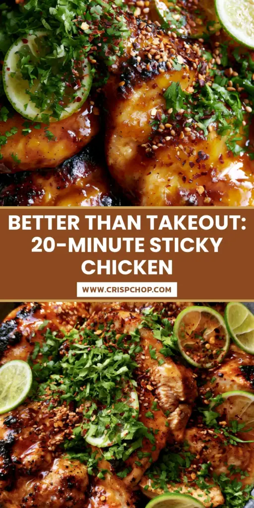 Overhead macro shot of glistening Honey Lime Chicken with charred edges, lime slices, and cilantro in a dark ceramic bowl.