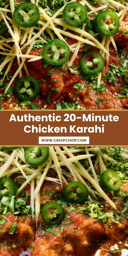 Pakistani foods: Authentic Chicken Karahi in a Cast Iron Pan 4 Close-up of authentic Chicken Karahi in a dark iron pan with julienned ginger and green chilies. (Pakistani foods)
