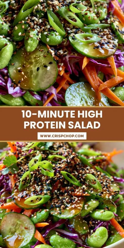 A handheld smartphone photo of a vibrant Japanese edamame salad in a matte cream bowl with glistening sesame ginger dressing and sesame seeds.