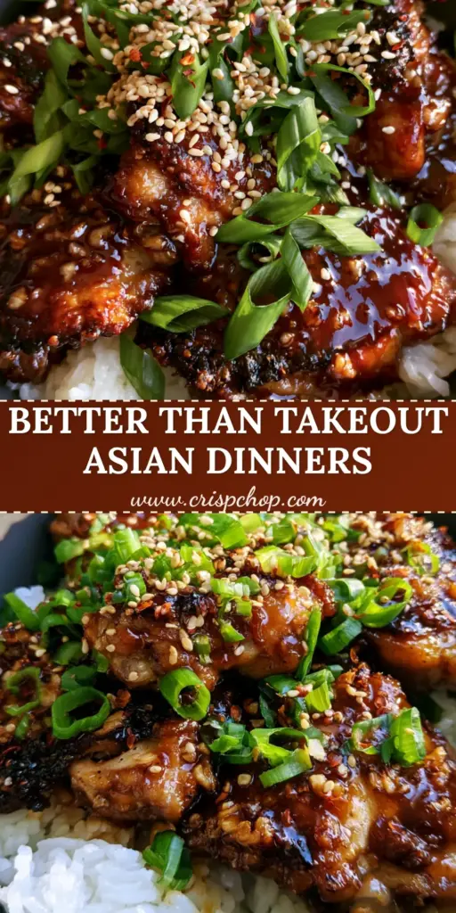 Asian Dinner Recipes: The Ultimate Glossy Honey Garlic Chicken Bowls 4 A close-up of a Honey Garlic Chicken bowl with glossy mahogany glaze, sesame seeds, and scallions on jasmine rice. (Asian dinner recipes)
