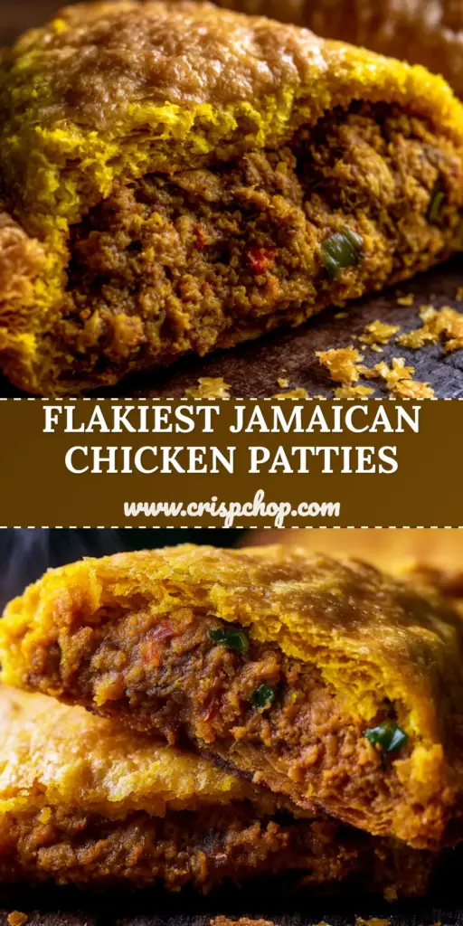 A stack of golden-yellow Jamaican Curry Chicken Patties on a rustic wooden board, showing the egg wash sheen and crimped edges.