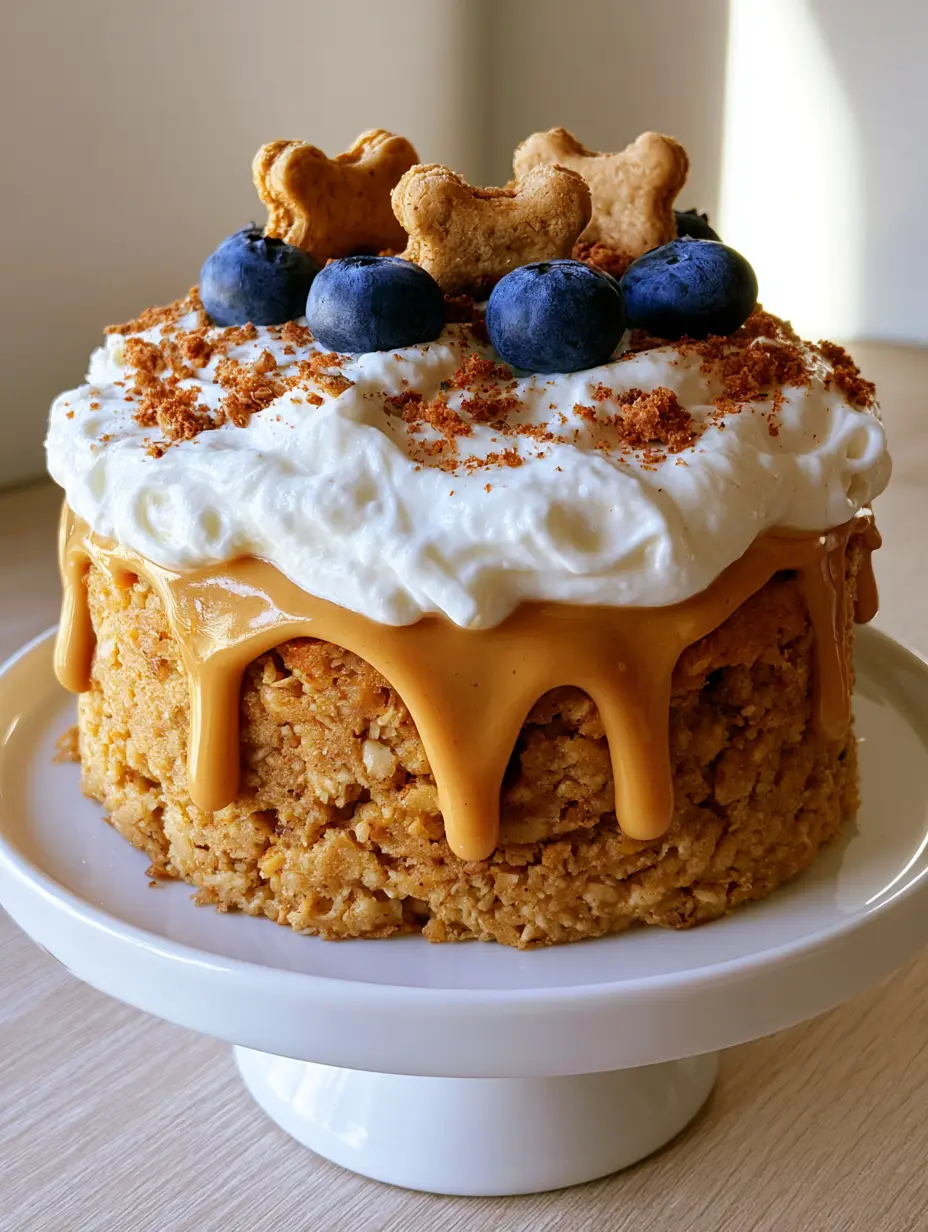 Homemade Dog Birthday Cakes: The Ultimate No-Bake Banana and Peanut Butter Celebration 4 Close-up of a small dog cake with Greek yogurt peaks and bone biscuits. (homemade dog birthday cakes)