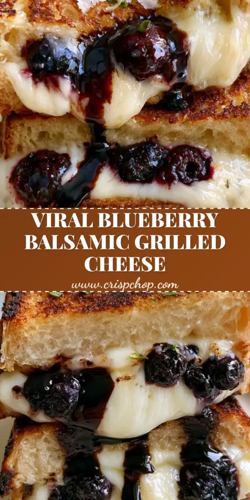 Blueberry Grilled Cheese with Molten Brie and Glossy Balsamic Glaze 4 A gourmet Blueberry Grilled Cheese on a ceramic plate, featuring golden-brown sourdough, molten Brie, and jammy blueberries with a balsamic drizzle.