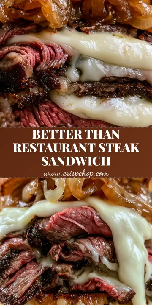 A gourmet steak sandwich sliced in half showing a massive cheese pull with ribeye and caramelized onions. (steak sandwich)