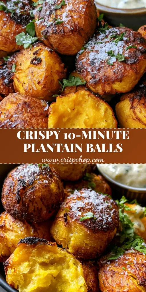 A cluster of golden-brown plantain balls in a black bowl with creamy mojo sauce. (plantain balls recipe)