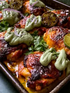Close-up of crispy skin on Spicy Peruvian Amarillo Chicken with charred edges and visible sea salt flakes.