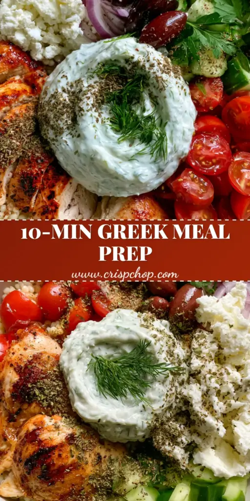 A top-down view of a Mediterranean Greek bowl featuring seared lemon chicken, pearl couscous, and fresh vegetables. (Greek dishes)