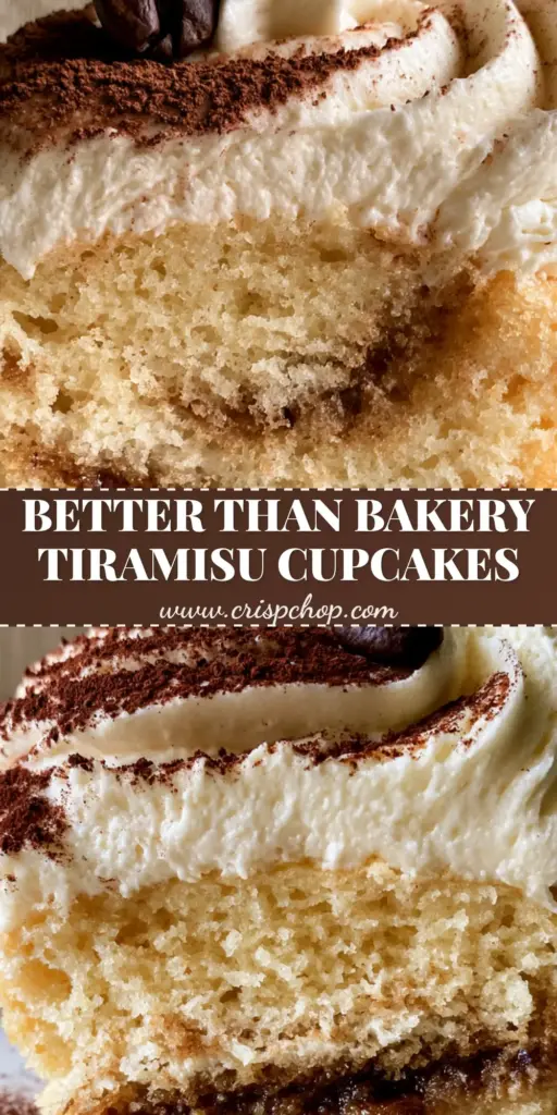 A handheld smartphone photo of a single tiramisu cupcake cut in half, revealing the espresso-soaked vanilla sponge and massive mascarpone swirl.