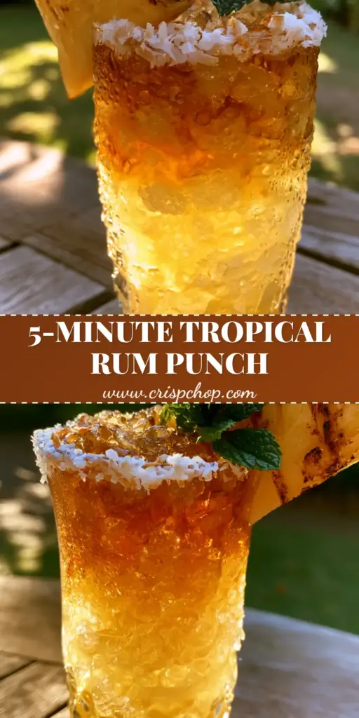 A tall fluted glass of pineapple rum cocktails with a dark rum float, charred pineapple garnish, and toasted coconut rim on a teak table.