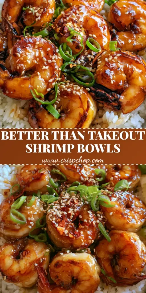 Shrimp Rice Bowl with Honey Garlic Glaze and Charred Shrimp 4 A top-down photo of a Shrimp Rice Bowl with glossy honey garlic shrimp, fluffy jasmine rice, and steamed broccoli in a matte ceramic bowl.