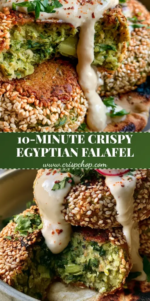Egyptian Recipes: Authentic Taameya (Crispy Fava Bean Falafel) 3 A stack of golden-brown Egyptian Taameya falafel patties encrusted with sesame seeds and drizzled with tahini. (Egyptian recipes)
