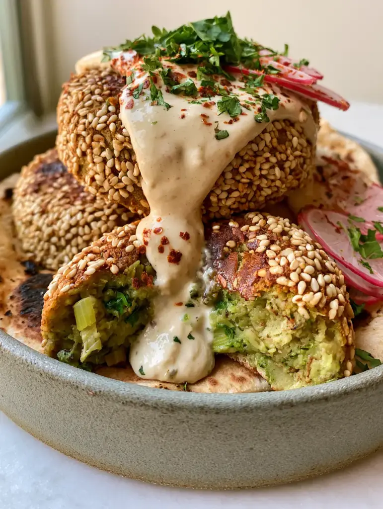 Egyptian Recipes: Authentic Taameya (Crispy Fava Bean Falafel) 1 Egyptian Taameya served in a rustic bowl with charred flatbread and radish slices.