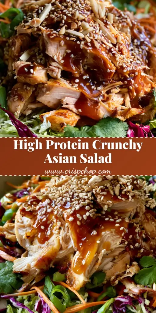 A close up top down view of a vibrant Asian Chicken Salad in a white bowl featuring purple radicchio and golden chicken.