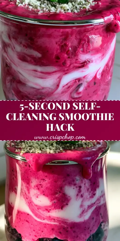 Smoothie Maker Dragonfruit Berry Bliss (Ultra-Creamy Magenta Blend) 3 A thick magenta dragonfruit smoothie in a smoothie maker on a marble counter with mint garnish.