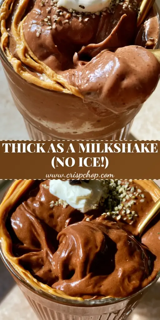 Smoothie Tips for the Thickest Chocolate Almond Butter Protein Blend 4 A thick chocolate protein smoothie in a ribbed glass with a spoon showing a non-dripping scoop, highlighting essential smoothie tips.