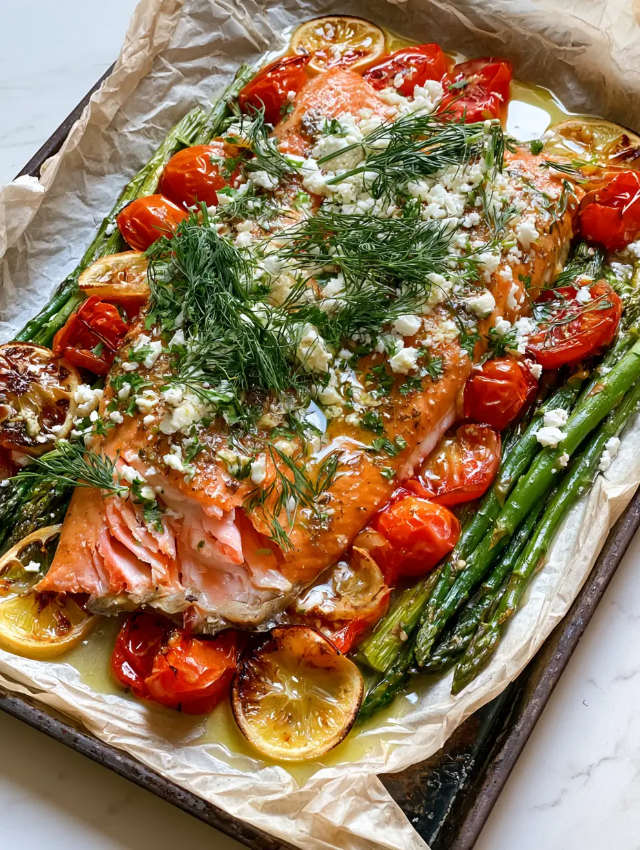 Close-up of flaky trout fillets with garlic butter glaze and roasted green asparagus. (Mediterranean trout bake)