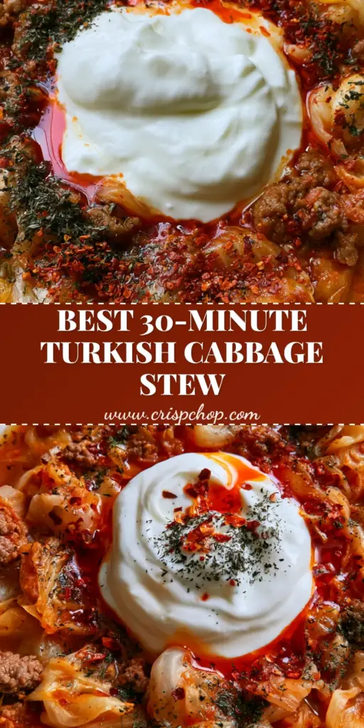 A rustic bowl of Kapuska Turkish cabbage stew topped with yogurt and red chili oil. (Kapuska)