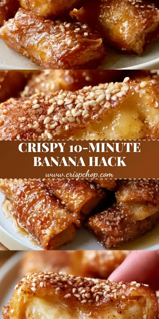 Caramelized Banana Rice Paper Rolls: The Crispiest Air Fryer Dessert 3 A split-screen view showing a pile of golden-brown caramelized banana rice paper rolls and a close-up of a roll being snapped to reveal a gooey banana center.