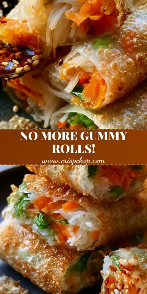 A vertical stack of Air Fryer Rice Paper Noodle Rolls showing extreme crispy texture and bubbly skin. (Air Fryer Rice Paper Noodle Rolls)