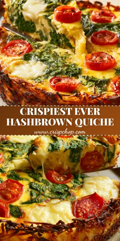A tall slice of Hash Brown Crust Quiche being lifted with a server, showing the steam, crispy potato edges, and melted white cheddar pockets.